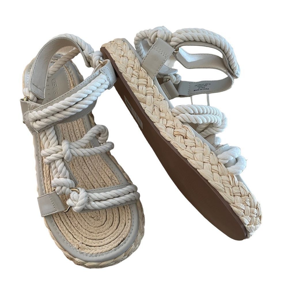 ASOS DESIGN Jagger Rope Espadrilles Cream Size 8 NEW - Picture 2 of 6